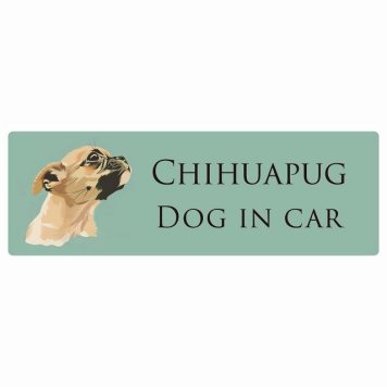ドッグ カーステッカー イラスト付 Dog in Car チワパグ Aタイプ セーフティサイン 犬種別 長方形 15x5cm シール リア あおり運転対策 Dog Sticker 屋外 屋内 防水 かわいい おしゃれ 安全対策 カーサイン