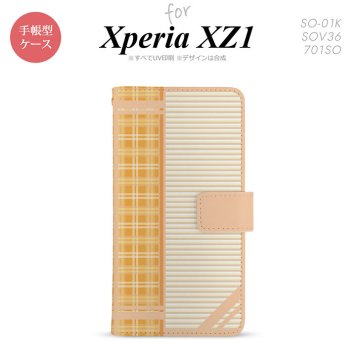 【手帳型 スマホ カバー ケース】【SO01K】【エクスペリア XZ1】手帳型 ケース SO-01K スマホ カバー Xperia XZ1 エクスペリア チェック・ボーダー オレンジ nk-004s-so01k-dr1602【メール便送料無料】