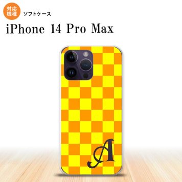 iPhone14 ProMax iPhone14 Pro Max スマホケース 背面ケースソフトケース スクエア 黄 オレンジ +アルファベット 2022年 9月発売 nk-i14pm-tp767i