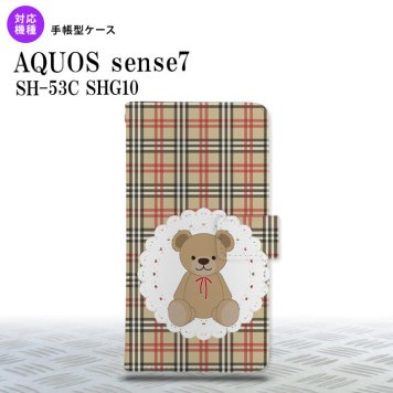 sense7 sense7 手帳型スマホケース カバー くま チェック レース 茶 赤 2022年 11月発売 nk-004s-sens7-dr754