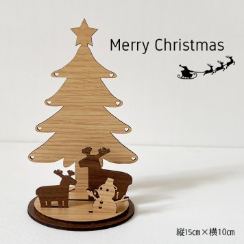 【クリスマスツリー】木製 差し込み式 トナカイ 雪だるま