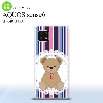SH-54B SHG05 AQUOS sense6 スマホケース ハードケース くま ストライプ レース 青 ピンク メンズ レディース nk-sens6-759