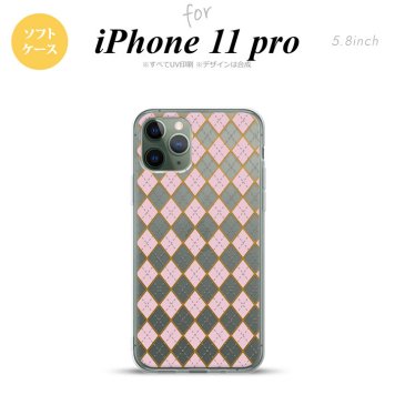 iPhone11Pro iPhone11 Pro スマホケース ソフトケース アーガイル クリア ピンク メンズ レディース nk-i11p-tp1412