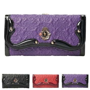 アナスイ 財布 かぶせ長財布 長財布 レディース ANNA SUI フラップ ブランド 本皮 レザー がま口 レッド/ブラック/パープル セルパン 316110