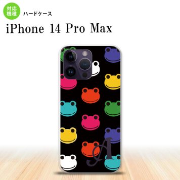 iPhone14 ProMax iPhone14 Pro Max スマホケース 背面ケース ハードケース カエル かえる A 黒 +アルファベット 2022年 9月発売 nk-i14pm-161i
