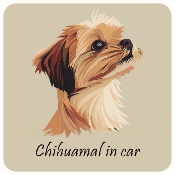 ドッグ カーステッカー イラスト付 Dog in Car チワマル Aタイプ セーフティサイン 犬種別 正方形 13x13cm シール リア あおり運転対策 Dog Sticker 屋外 屋内 防水 かわいい おしゃれ 安全対策 カーサイン