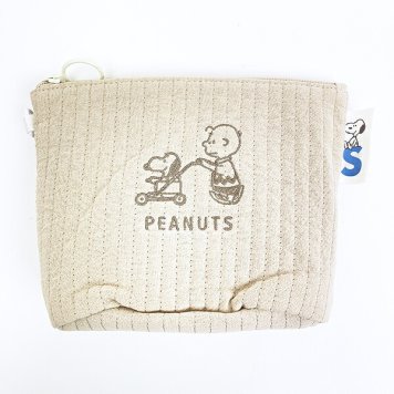 スヌーピー スタンドポーチ カート ベージュ SNOOPY