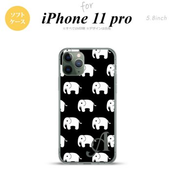 iPhone11Pro iPhone11 Pro スマホケース ソフトケース ゾウ 黒 +アルファベット メンズ レディース nk-i11p-tp774i