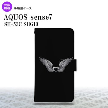 sense7 sense7 手帳型スマホケース カバー 黒翼 ハート 黒 グレー 2022年 11月発売 nk-004s-sens7-dr468