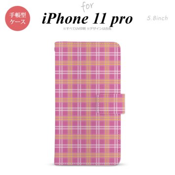 iPhone11Pro iPhone11 Pro 手帳型スマホケース カバー チェック ピンク  nk-004s-i11p-dr434