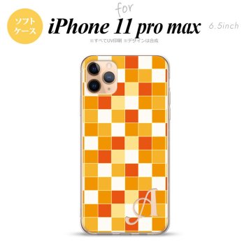 iPhone11ProMax iPhone11pro max スマホケース ソフトケース スクエア モザイク オレンジ +アルファベット メンズ レディース nk-i11pm-tp1015i
