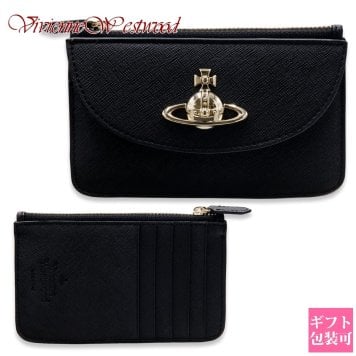 ヴィヴィアンウエストウッド フラグメントケース レディース Vivienne Westwood 5112001GU S000B N401 ブラック ハーフムーン カードケース コインケース 小銭入れ サフィアーノ調 オーブ ミニ財布