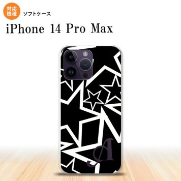 iPhone14 ProMax iPhone14 Pro Max スマホケース 背面ケースソフトケース 星 黒 白 +アルファベット 2022年 9月発売 nk-i14pm-tp1121i