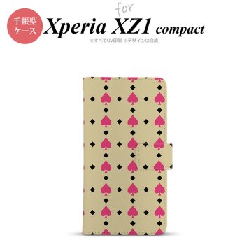 【手帳型 スマホ カバー ケース】【SO02K】【エクスペリア XZ1】手帳型 ケース SO-02K スマホ カバー Xperia XZ1 Compact エクスペリア トランプ(スペード) ベージュ×ピンク nk-004s-so02k-dr540【メール便送料無料】