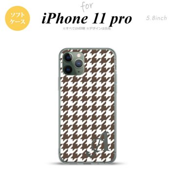 iPhone11Pro iPhone11 Pro スマホケース ソフトケース 千鳥 格子 大 茶 白 +アルファベット メンズ レディース nk-i11p-tp926i