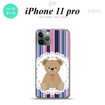 iPhone11Pro iPhone11 Pro スマホケース ハードケース くま ストライプ レース 青 ピンク メンズ レディース nk-i11p-759