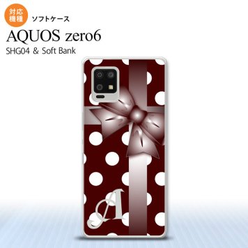 SHG04 SHG04 ZERO6 AQUOS zero6 スマホケース ソフトケース ドット リボン 赤茶 +アルファベット メンズ レディース nk-zero6-tp301i