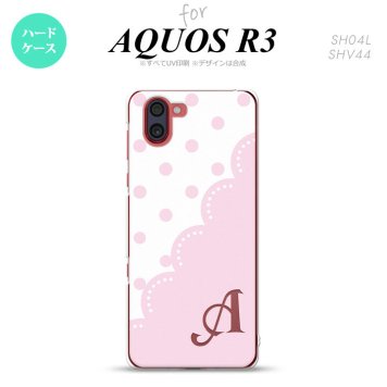 SH-04L SHV44 R3 AQUOS R3 スマホケース カバー ドット レース A ピンク +アルファベット nk-r3-346i