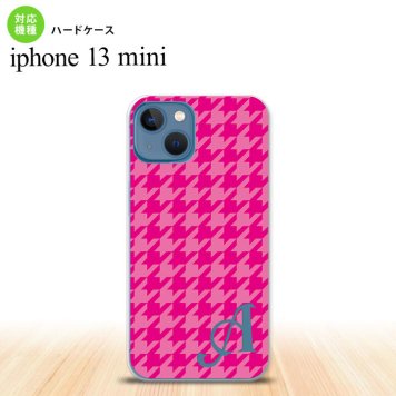 iPhone13mini iPhone13 mini ケース ハードケース 千鳥 格子 大 ピンク +アルファベット  nk-i13m-916i
