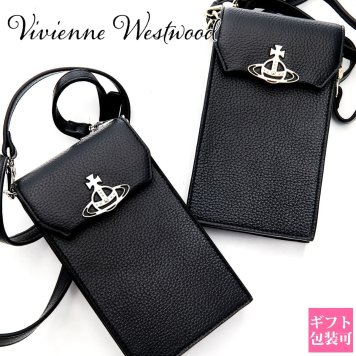 選べる2種 ヴィヴィアンウエストウッド Vivienne Westwood スマホショルダー メンズ レディース ショルダーバッグ スマホポーチ 斜めがけ 黒 オーブ ヴィーガンレザー RE-VEGAN PHONE BAG 53030019U S000D