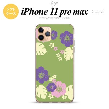 iPhone11ProMax iPhone11pro max スマホケース ソフトケース ハイビスカス C 緑 メンズ レディース nk-i11pm-tp451