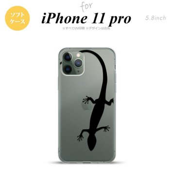 iPhone11Pro iPhone11 Pro スマホケース ソフトケース トカゲ クリア 黒 メンズ レディース nk-i11p-tp508