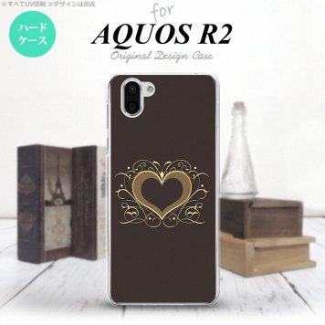 AQUOS R2 アクオス アール2 SH-03K SHV42 専用 スマホケース カバー ハードケース 飾りハート（A) 茶 nk-r2-611[スマホ,スマホケース,スマホカバー,ケース,カバー,ジャケット]