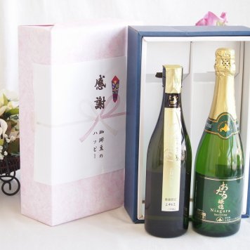 感謝の贈り物ボックス 贅沢な日本酒原酒しぼりたてと国産ワインセット(おたる醸造 ナイアガラス白パークリングワインやや甘口(北海道)720ml金鯱 しぼっとる純米吟醸原酒(愛知県)720ml