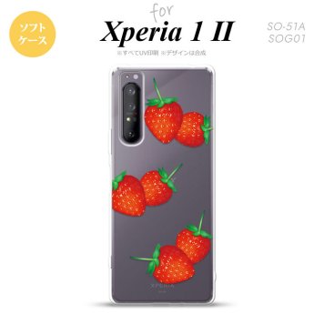 Xperia 1 II 5G スマホケース 背面カバー ストラップホール有り ソフトケース 苺 イチゴ 大 赤 ストラップホール おしゃれ かわいい かっこいい メンズ レディース nk-xp12-tp041