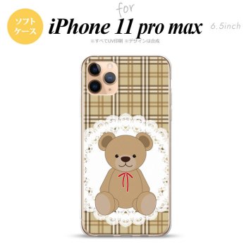 iPhone11ProMax iPhone11pro max スマホケース ソフトケース くま チェック レース 茶 メンズ レディース nk-i11pm-tp753