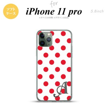 iPhone11Pro iPhone11 Pro スマホケース ソフトケース ドット 水玉 B 白 赤 +アルファベット メンズ レディース nk-i11p-tp103i