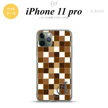 iPhone11Pro iPhone11 Pro スマホケース ソフトケース スクエア モザイク 茶 +アルファベット メンズ レディース nk-i11p-tp1021i