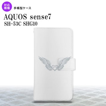 sense7 sense7 手帳型スマホケース カバー 白翼 ハート グレー 2022年 11月発売 nk-004s-sens7-dr472