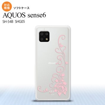 SH-54B SHG05 AQUOS sense6 スマホケース ソフトケース バラ B クリア ピンク メンズ レディース nk-sens6-tp1071