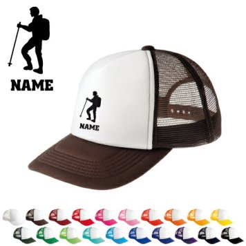 登山部/名入れメッシュキャップ スポーツシルエット名入れ 部活 卒団記念品 チームウェア お揃い 記念 クラブ 山登り 山歩き トレッキング【ネコポス発送不可】【evm】
