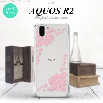 AQUOS R2 アクオス アール2 SH-03K SHV42 専用 スマホケース カバー ハードケース ハイビスカスB クリア×ピンク nk-r2-1056[スマホ,スマホケース,スマホカバー,ケース,カバー,ジャケット]