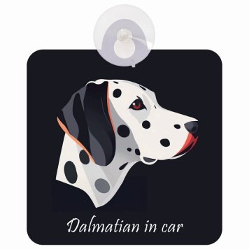 Dalmatian ダルメシアン Bタイプ 車 窓ガラス 吸盤タイプ 犬 かっこいい おしゃれ イラスト付 DOG IN CAR ドッグインカー ドッグオンボード 安全対策 セーフティサイン デコ 外出 ドライブ カーサイン 吸盤