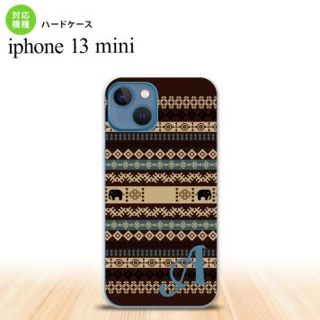 iPhone13mini iPhone13 mini ケース ハードケース エスニック ゾウ 茶 +アルファベット  nk-i13m-1574i