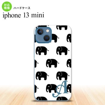 iPhone13mini iPhone13 mini ケース ハードケース ゾウ 白 +アルファベット  nk-i13m-775i
