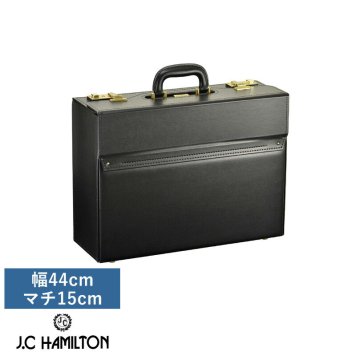 J.C HAMILTON 合成皮革 パイロットケース 幅44cm×マチ15cm ブラック