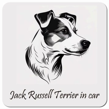 イラスト付 Dog in Car ジャックラッセルテリア Bタイプ カーサイン 車 マグネットステッカー 犬 マグネット 強力 13x13cm 正方形 おしゃれ かわいい ドラレコステッカー 安全対策 危険運転 煽り運転 アニマル 動物 犬種別 屋外 防水 屋内