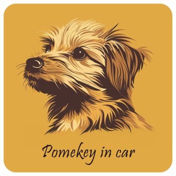 ドッグ カーステッカー イラスト付 Dog in Car ポメキー Bタイプ セーフティサイン 犬種別 正方形 13x13cm シール リア あおり運転対策 Dog Sticker 屋外 屋内 防水 かわいい おしゃれ 安全対策 カーサイン