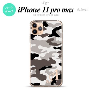 iPhone11ProMax iPhone11pro max スマホケース ハードケース ウッドランド 迷彩 A グレー +アルファベット メンズ レディース nk-i11pm-1145i
