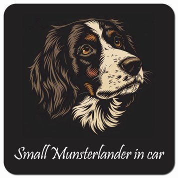イラスト付 Dog in Car スモールミュンスターレンダー Aタイプ カーサイン 車 マグネットステッカー 犬 マグネット 強力 13x13cm 正方形 おしゃれ かわいい ドラレコステッカー 安全対策 危険運転 煽り運転 アニマル 動物 犬種別 屋外 防水 屋内