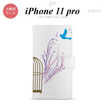 iPhone11Pro iPhone11 Pro 手帳型スマホケース カバー 青い鳥 紫  nk-004s-i11p-dr1292