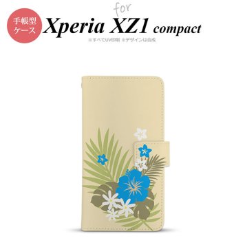 【手帳型 スマホ カバー ケース】【SO02K】【エクスペリア XZ1】手帳型 ケース SO-02K スマホ カバー Xperia XZ1 Compact エクスペリア ハイビスカスA ベージュ×水色 nk-004s-so02k-dr1054【メール便送料無料】