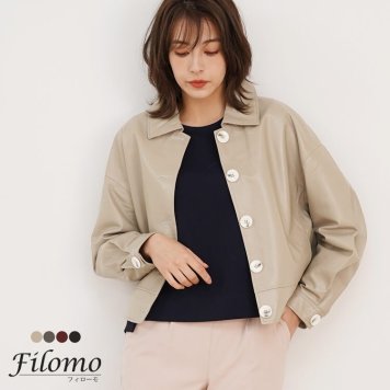 レザー ジャケット 本革 レディース ブランド filomo フィローモ ラム革 軽い ショート丈 アウター ステンカラー 革ジャン 革ジャケット 春 秋 大人 女性 ギフト プレゼント クリスマス (04000096r) クリスマス 母の日 定年退職 バレンタイン 成人祝い