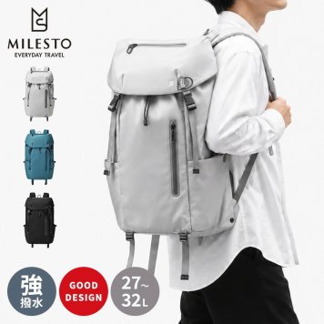 【正規販売】MILESTO ミレスト LIKID リキッド MLS922 フラップバックパックXL バックパック 撥水 はっ水 防水 32L 軽量 旅行 ビジネス 出張 旅行バッグ ブラック グレー 登山 通学 ギフト プレゼント メンズ レディース ブランド グッドデザイン賞 キャリーオン PC収納