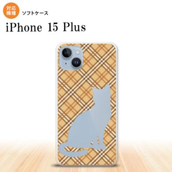 iPhone15 plus iPhone15 plus スマホケース 背面ケースソフトケース 猫 チェック A 茶 2023年 9月発売 nk-i15pl-tp955