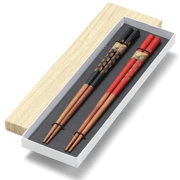 箸ペア　朱・黒彫 インテリア 漆器 盆 カタログギフト 景品 粗品